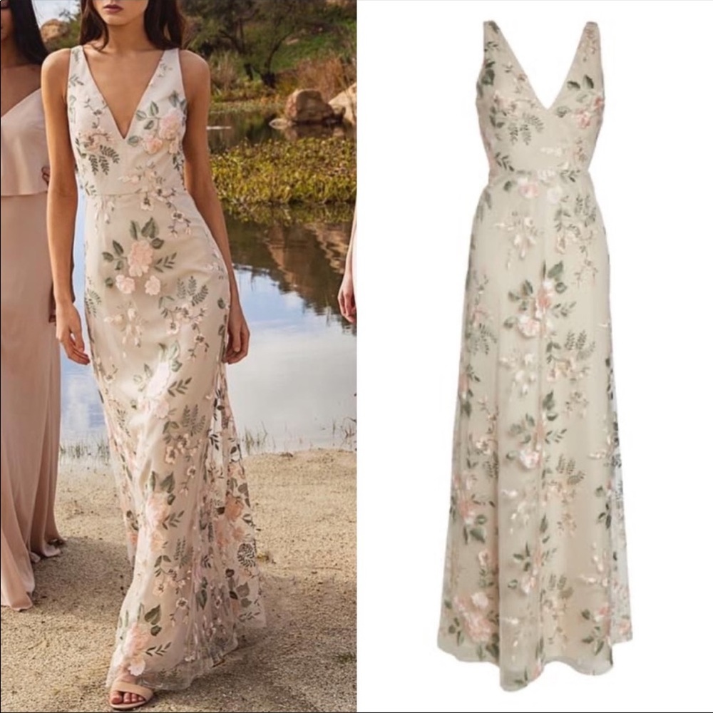 Jenny Yoo Tatum Floral Embroidered Tulle Dress
